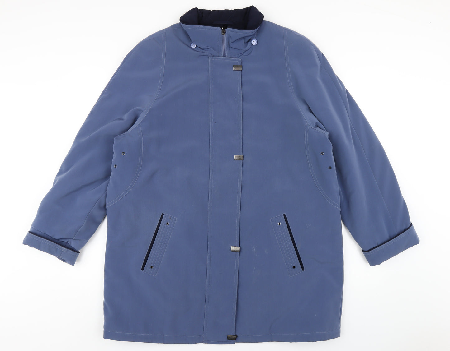 EWM Womens Blue Rain Coat Coat Size 16 Zip