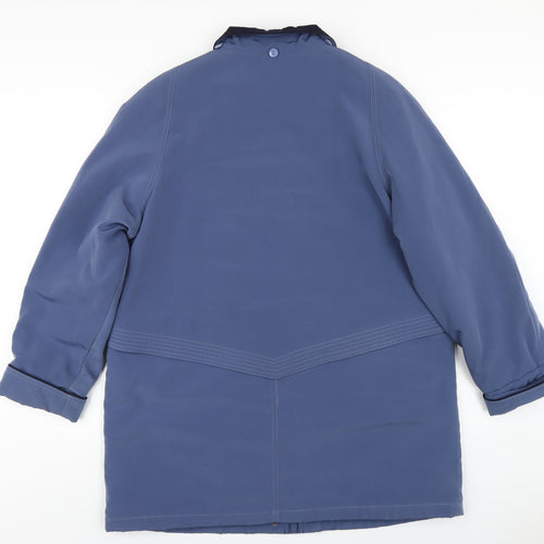 EWM Womens Blue Rain Coat Coat Size 16 Zip