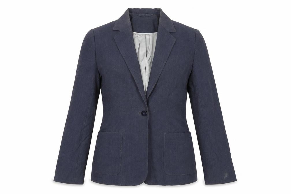 Front view of Next Level women’s blue polyester jacket blazer, size UK 8