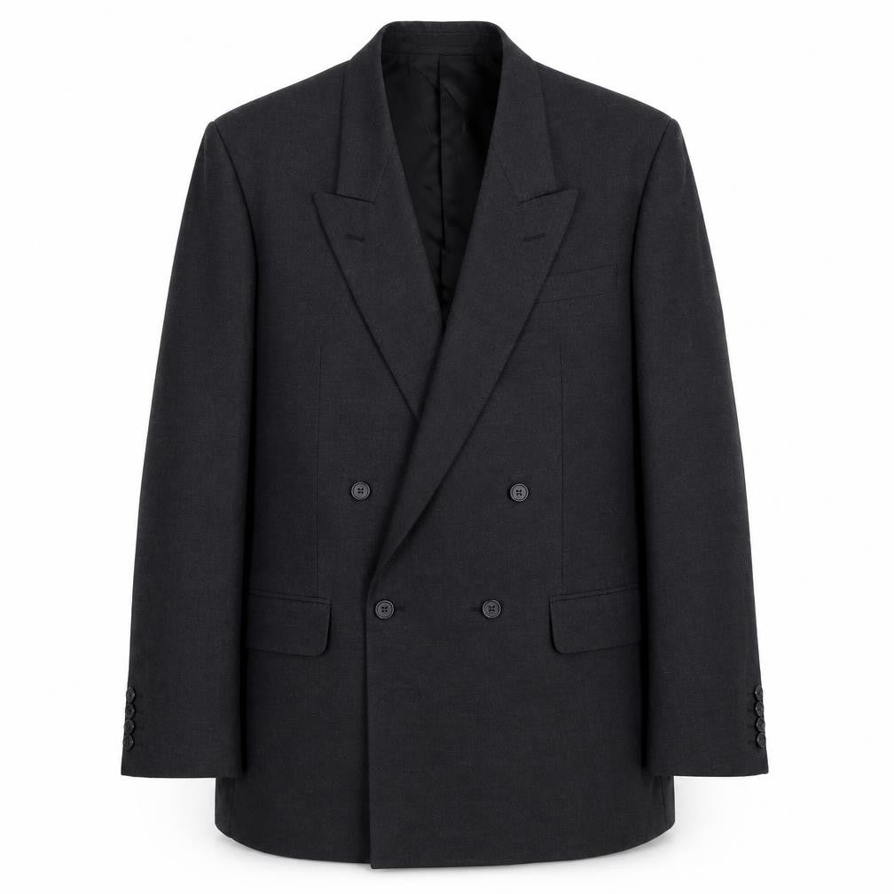 Front view of Lavel men’s grey wool jacket blazer, size 46, regular