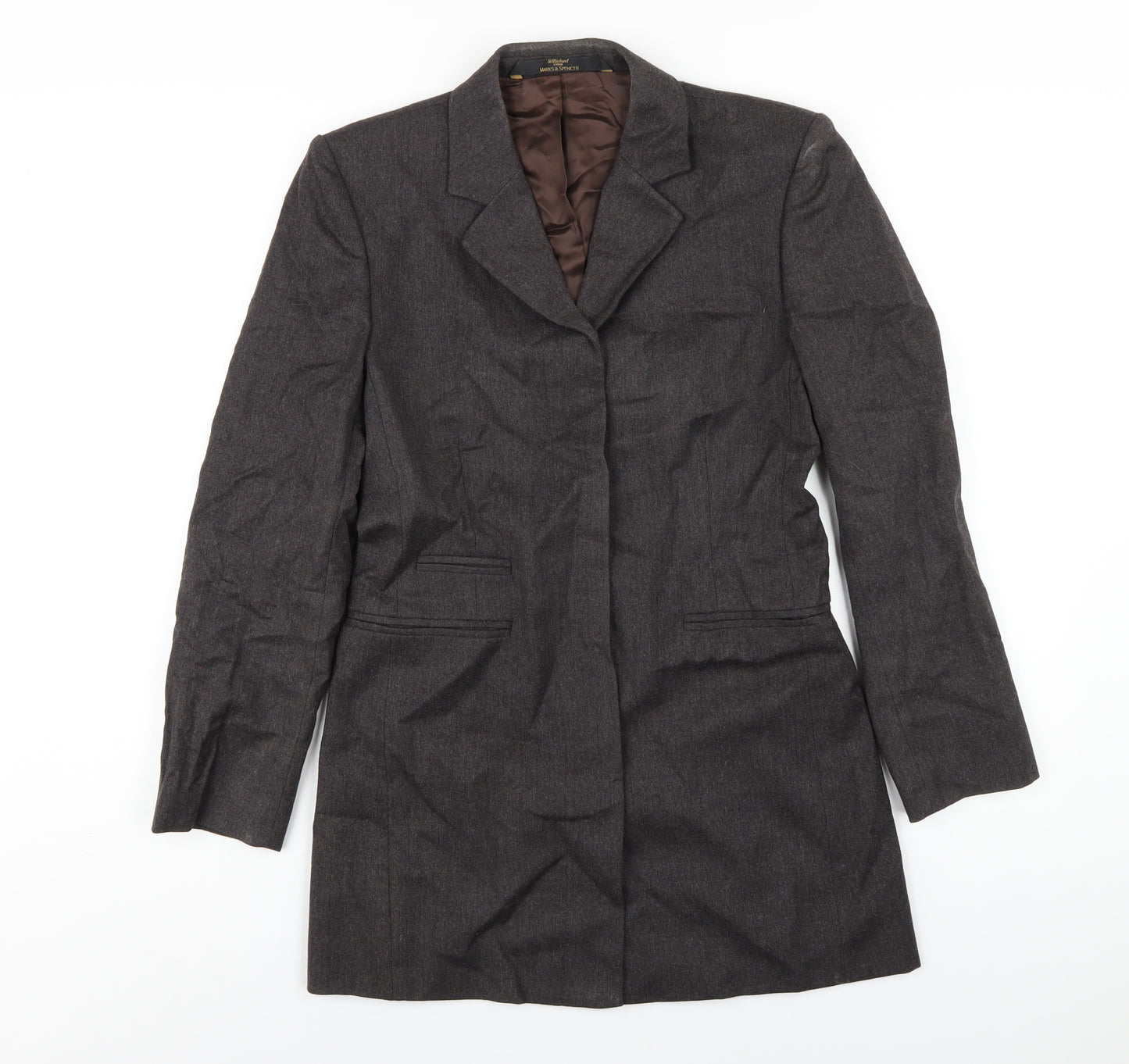 Marks and Spencer Womens Grey Wool Jacket Blazer Size 8