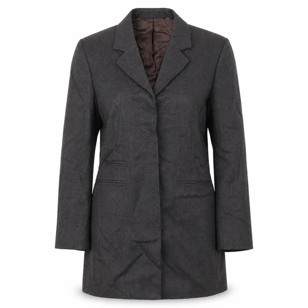 Front view of Marks & Spencer women’s grey wool jacket blazer, size UK 8