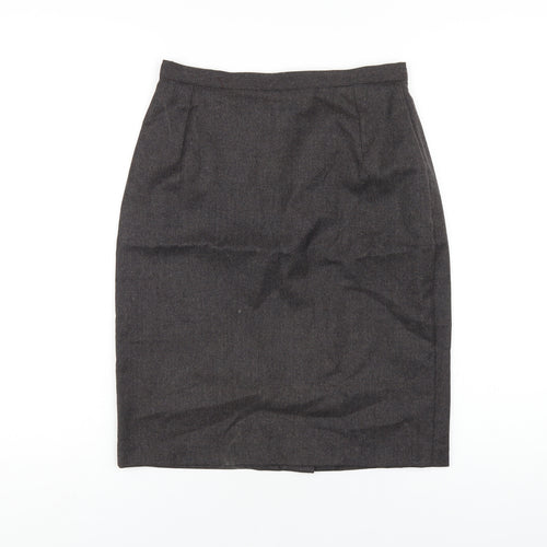 Marks and Spencer Womens Grey Wool Straight & Pencil Skirt Size 10 Zip