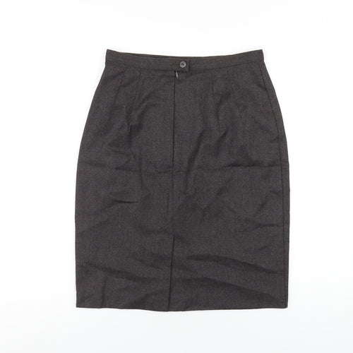 Marks and Spencer Womens Grey Wool Straight & Pencil Skirt Size 10 Zip