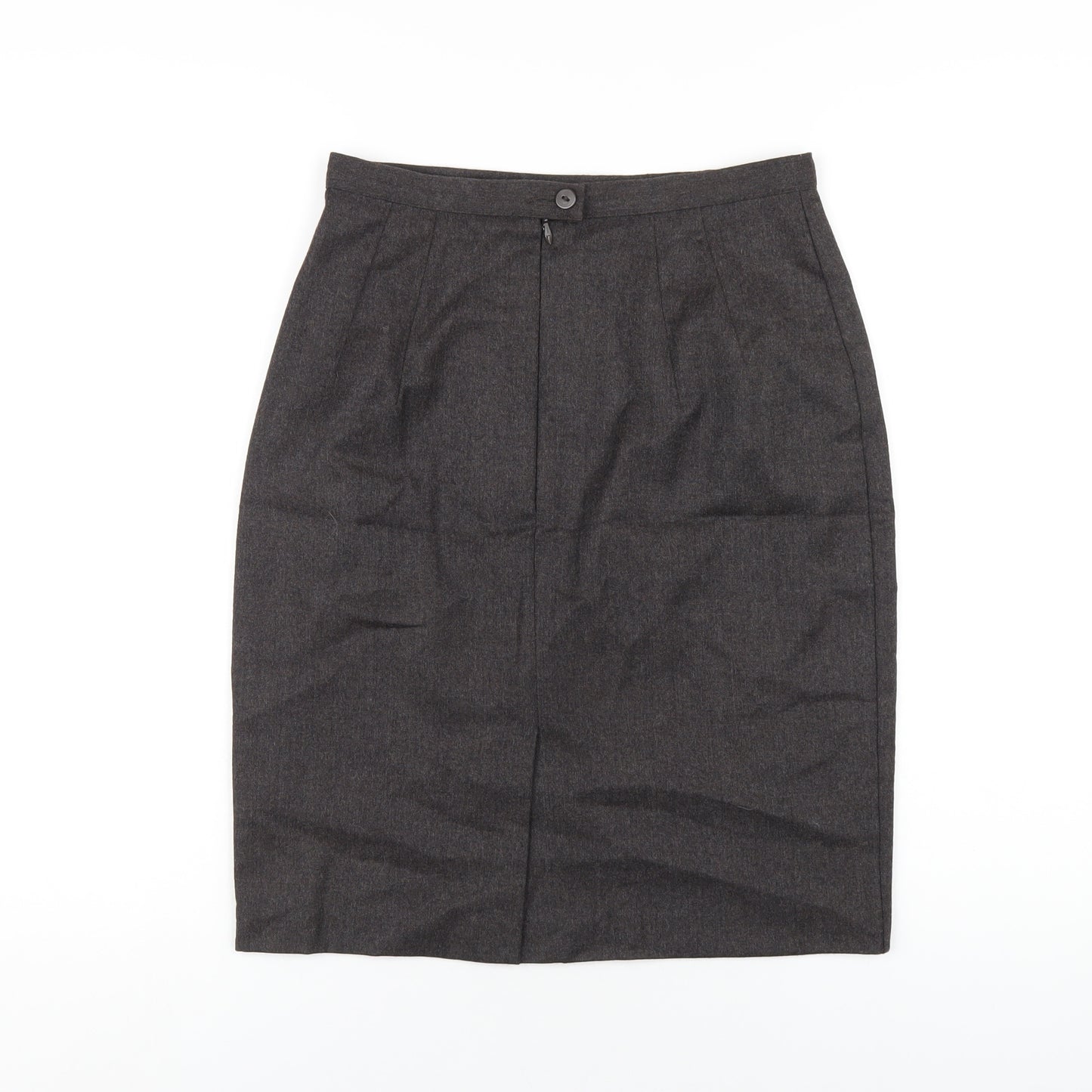 Marks and Spencer Womens Grey Wool Straight & Pencil Skirt Size 10 Zip