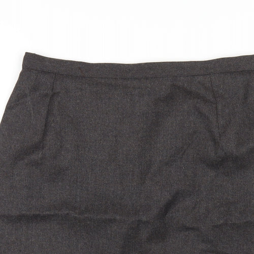 Marks and Spencer Womens Grey Wool Straight & Pencil Skirt Size 10 Zip