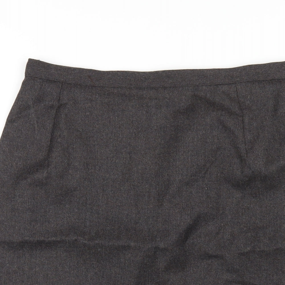 Marks and Spencer Womens Grey Wool Straight & Pencil Skirt Size 10 Zip