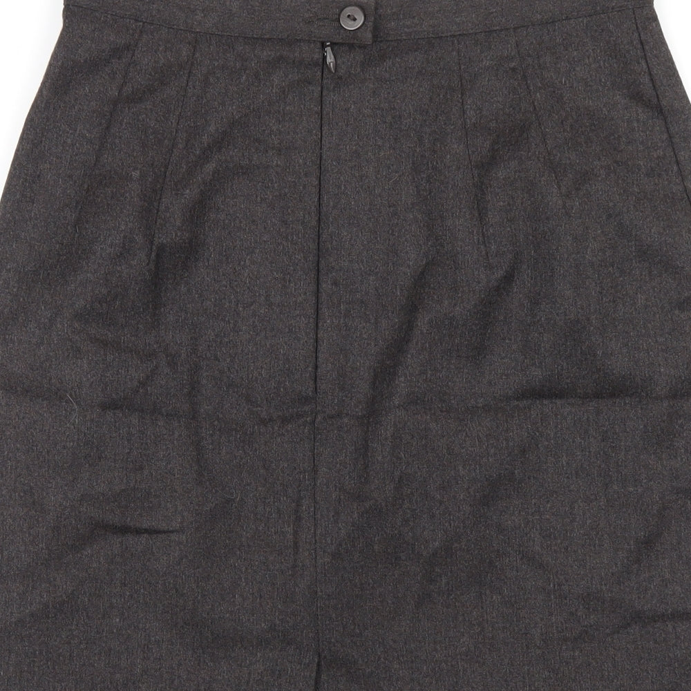 Marks and Spencer Womens Grey Wool Straight & Pencil Skirt Size 10 Zip