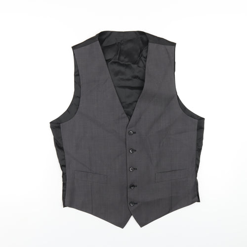 Marks and Spencer Mens Grey Polyester Jacket Suit Waistcoat Size 38 Regular