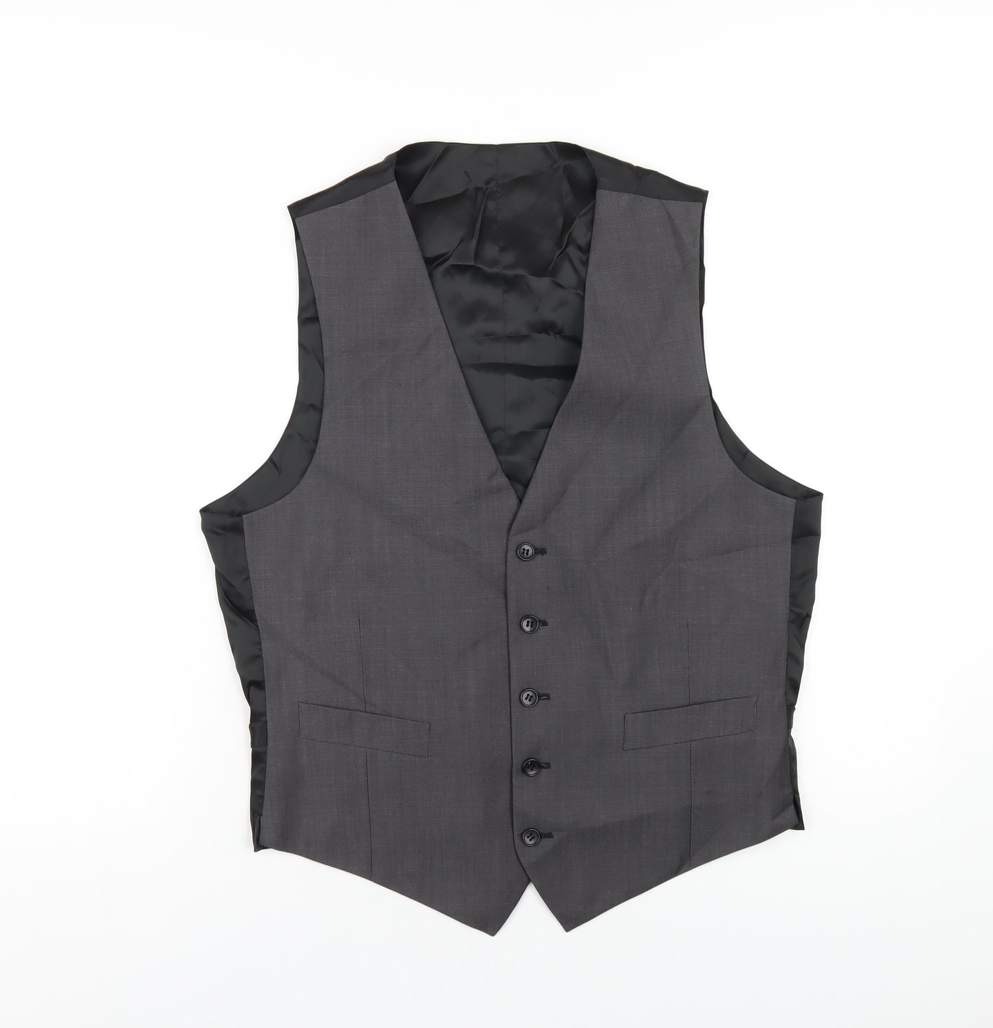 Marks and Spencer Mens Grey Polyester Jacket Suit Waistcoat Size 38 Regular