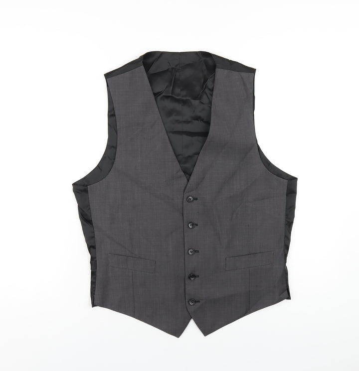 Marks and Spencer Mens Grey Polyester Jacket Suit Waistcoat Size 38 Regular