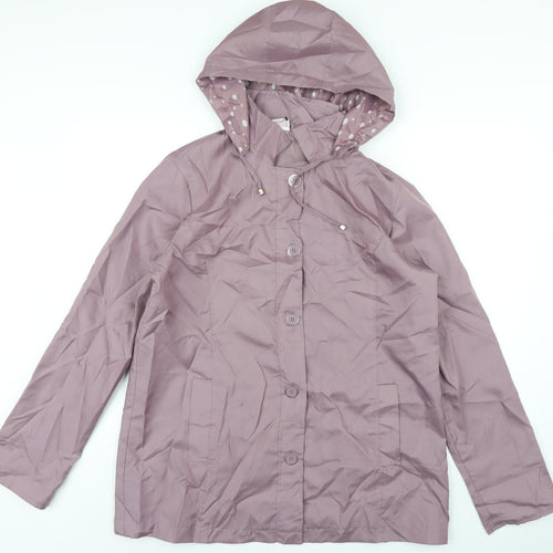 Anne De Lancay Womens Purple Rain Coat Coat Size 14 Button