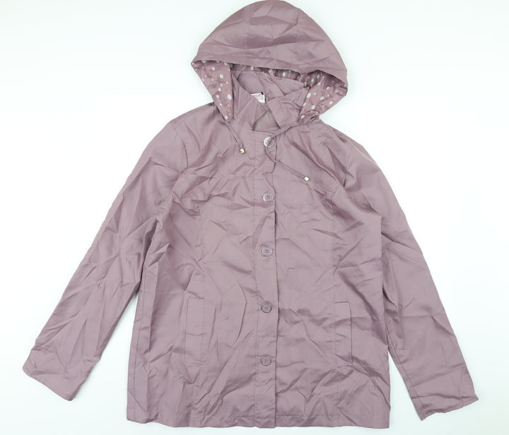 Anne De Lancay Womens Purple Rain Coat Coat Size 14 Button