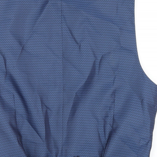 Burton Mens Blue Plaid Polyester Jacket Suit Waistcoat Size M Regular