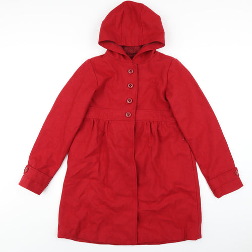 Vertbaudet Girls Red Overcoat Coat Size 11-12 Years Button