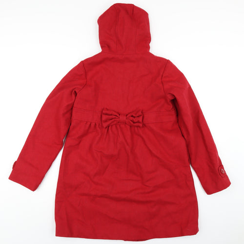 Vertbaudet Girls Red Overcoat Coat Size 11-12 Years Button