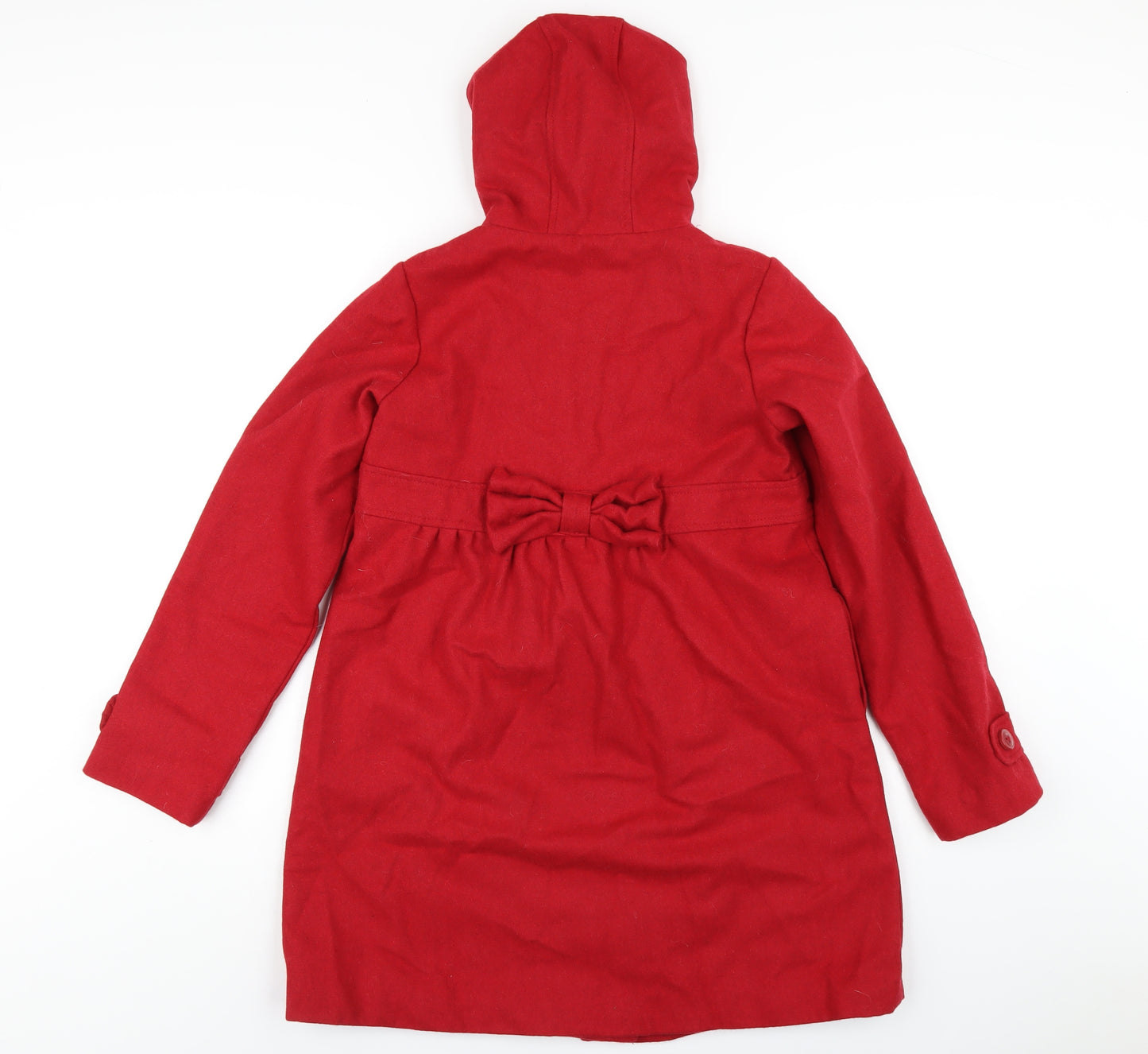 Vertbaudet Girls Red Overcoat Coat Size 11-12 Years Button