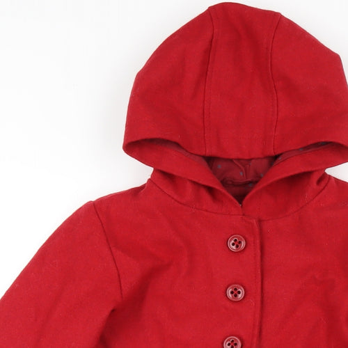 Vertbaudet Girls Red Overcoat Coat Size 11-12 Years Button