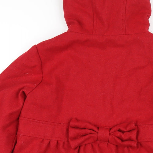 Vertbaudet Girls Red Overcoat Coat Size 11-12 Years Button