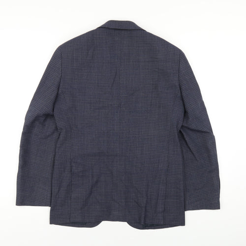 Only Mens Blue Plaid Polyester Jacket Blazer Size 38 Regular