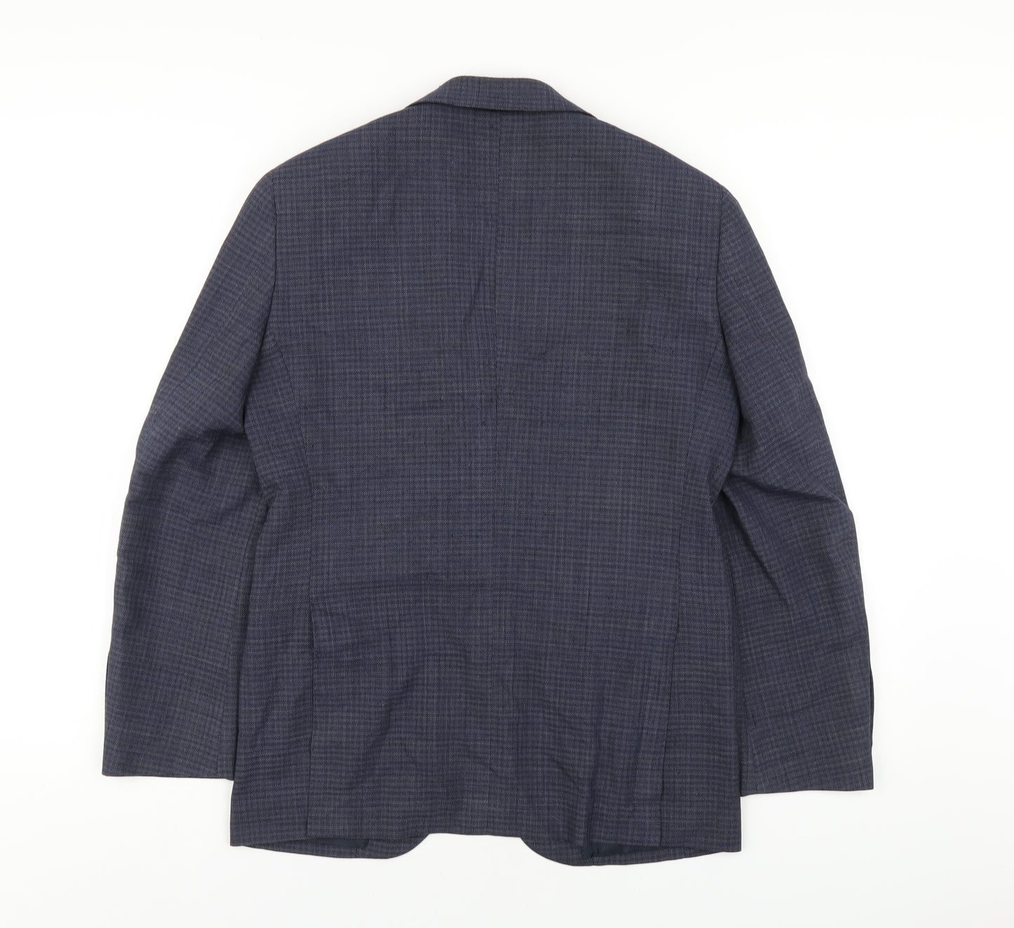 Only Mens Blue Plaid Polyester Jacket Blazer Size 38 Regular