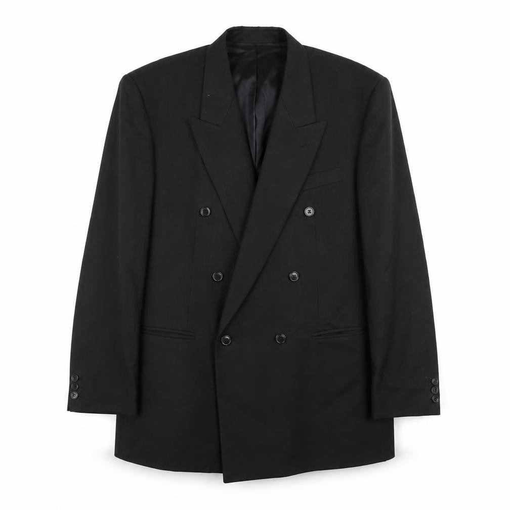 Front view of Horne Brothers men’s black polyester jacket blazer, size 42, regular