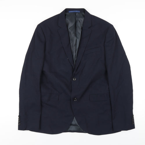 Topman Mens Blue Polyester Jacket Blazer Size 40 Regular