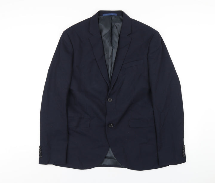 Topman Mens Blue Polyester Jacket Blazer Size 40 Regular