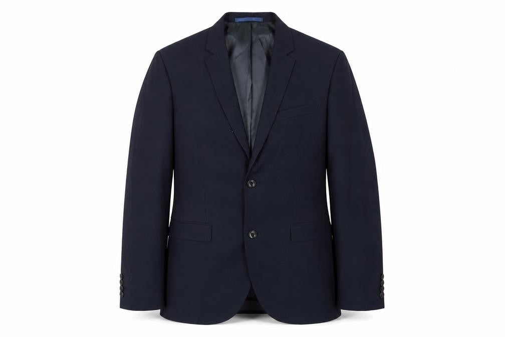 Front view of Topman men’s blue polyester jacket blazer, size 40, regular