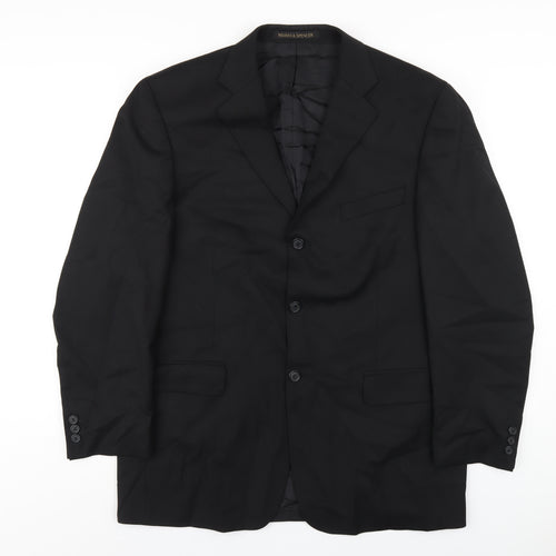 Marks and Spencer Mens Black Polyester Jacket Blazer Size 42 Regular