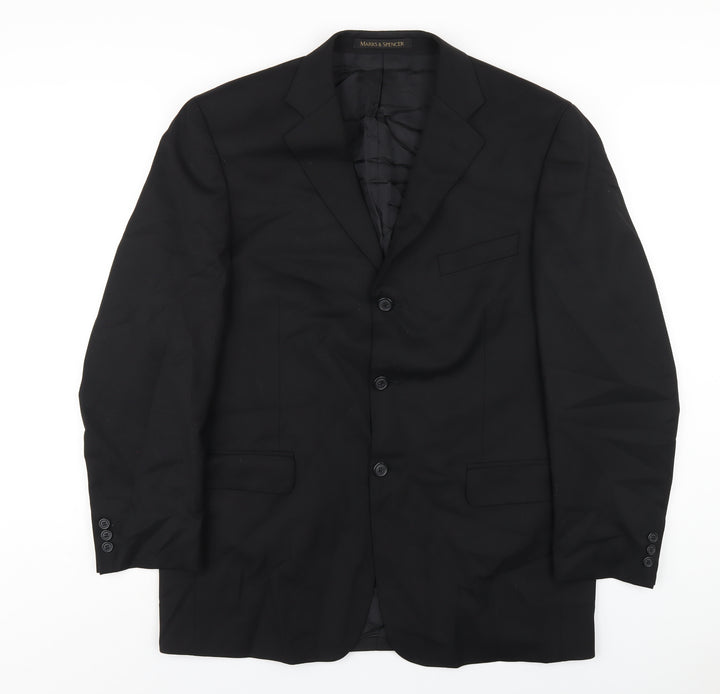 Marks and Spencer Mens Black Polyester Jacket Blazer Size 42 Regular