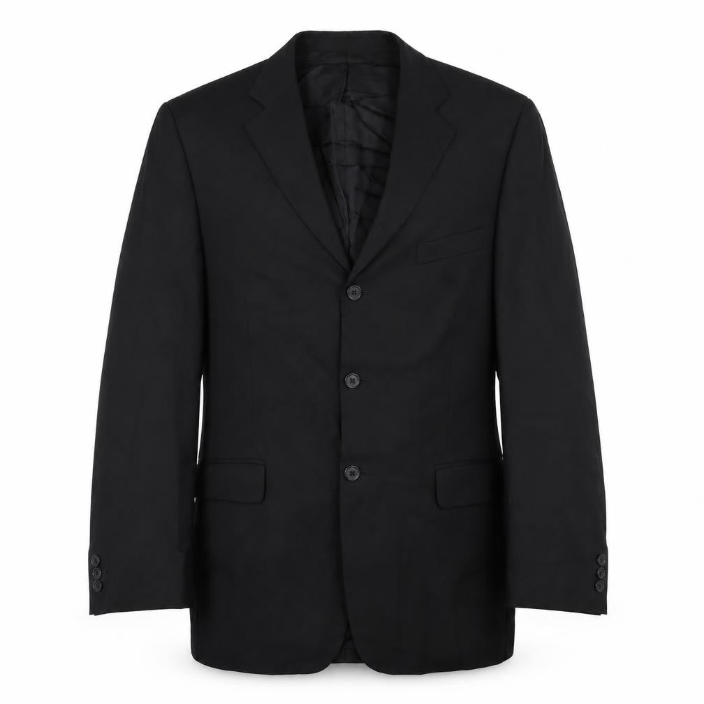 Front view of Marks & Spencer men’s black polyester jacket blazer, size 42, regular