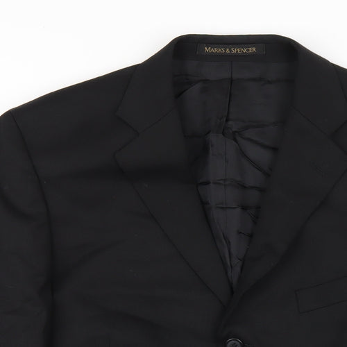 Marks and Spencer Mens Black Polyester Jacket Blazer Size 42 Regular