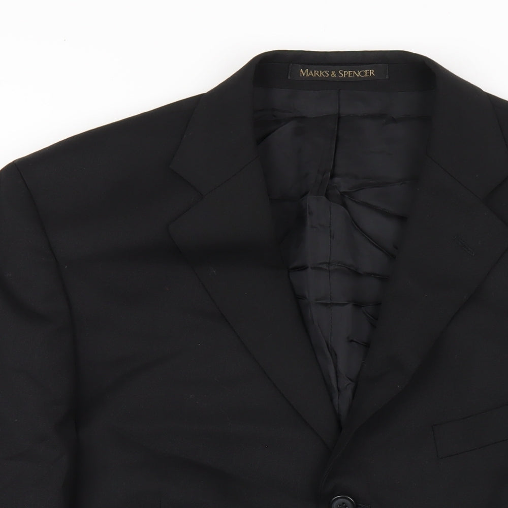 Marks and Spencer Mens Black Polyester Jacket Blazer Size 42 Regular