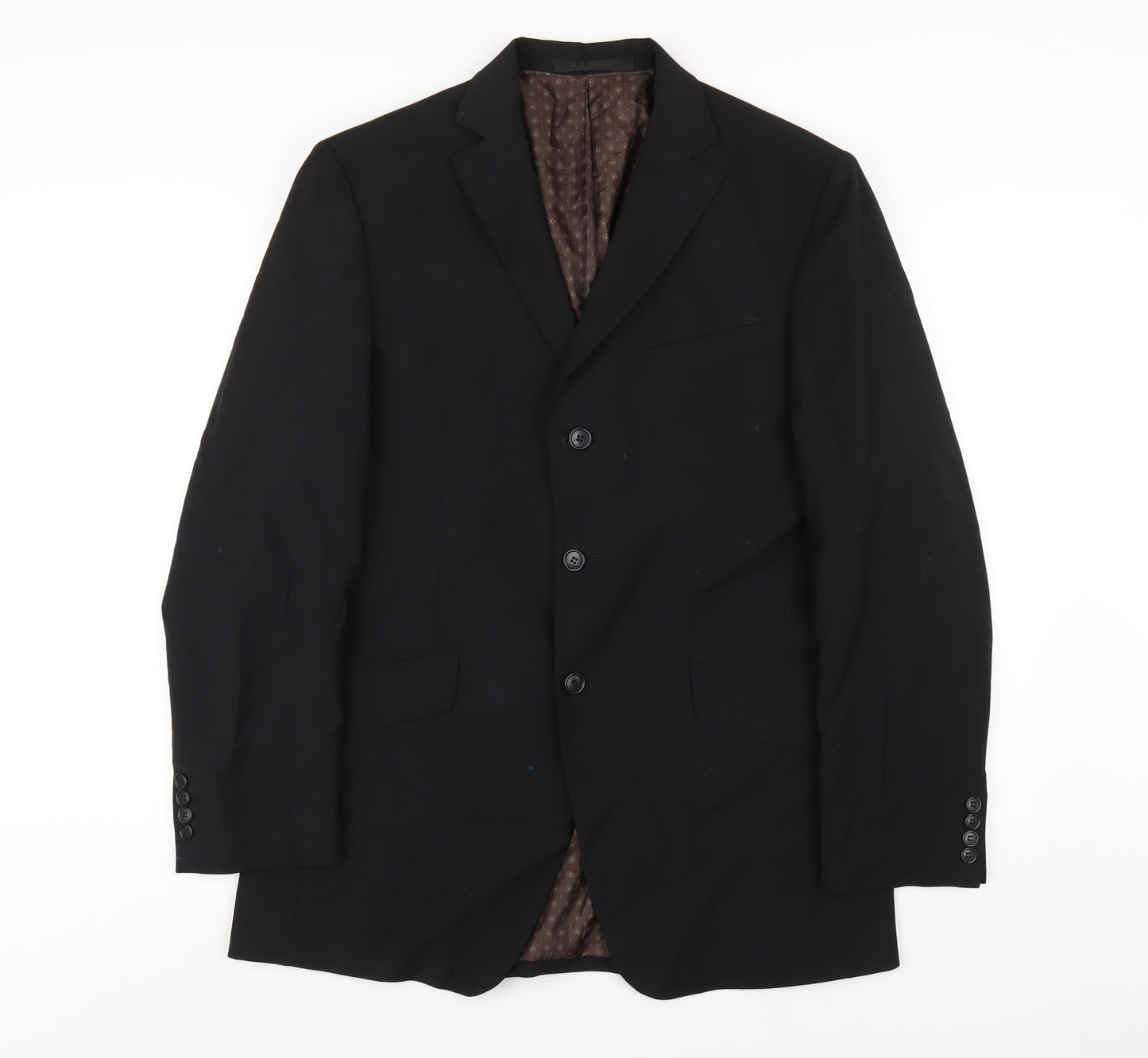 Marks and Spencer Mens Black Polyester Jacket Blazer Size 40 Regular