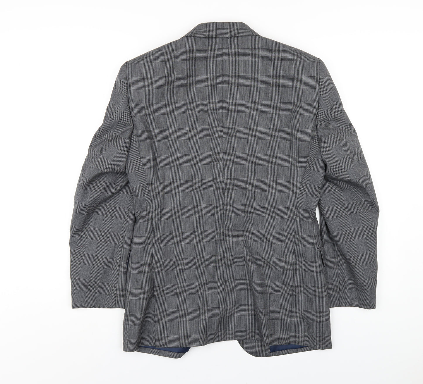 Elefit Mens Grey Plaid Polyester Jacket Blazer Size 38 Regular