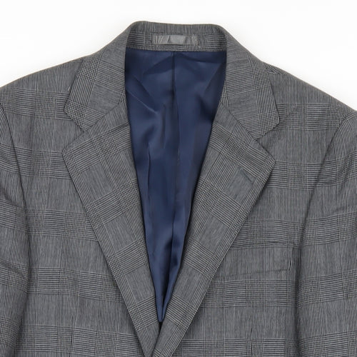 Elefit Mens Grey Plaid Polyester Jacket Blazer Size 38 Regular