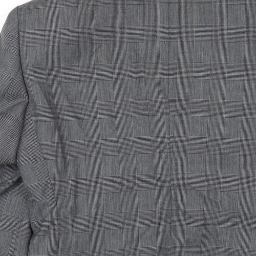 Elefit Mens Grey Plaid Polyester Jacket Blazer Size 38 Regular