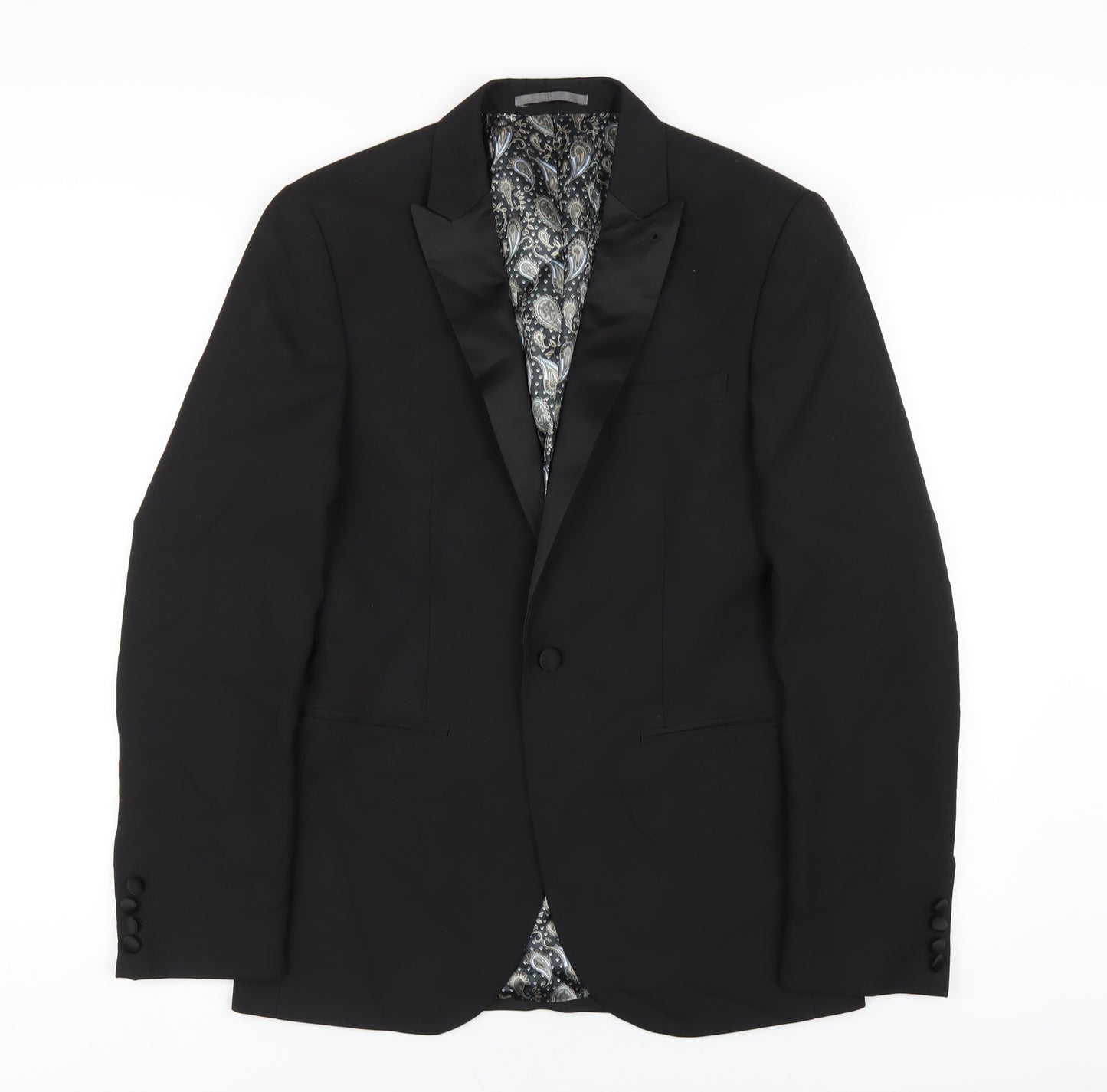 NEXT Mens Black Polyester Jacket Blazer Size 36 Regular
