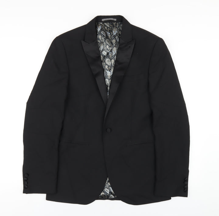 NEXT Mens Black Polyester Jacket Blazer Size 36 Regular