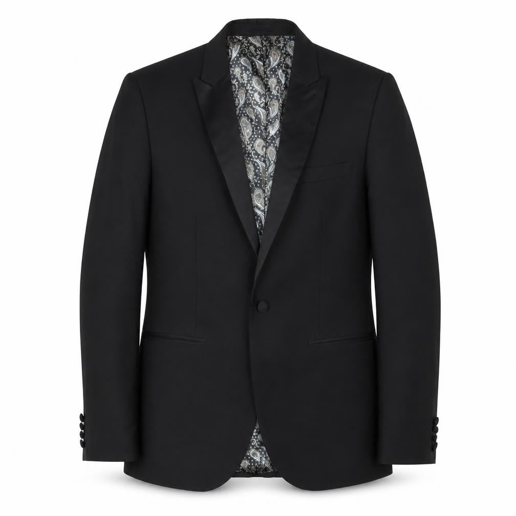 Front view of Next men’s black polyester jacket blazer, size 36, regular
