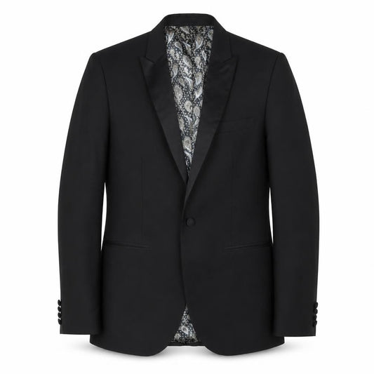 Front view of Next men’s black polyester jacket blazer, size 36, regular