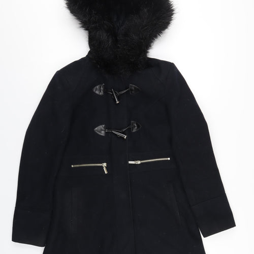Miss Selfridge Womens Blue Pea Coat Coat Size 8 Snap