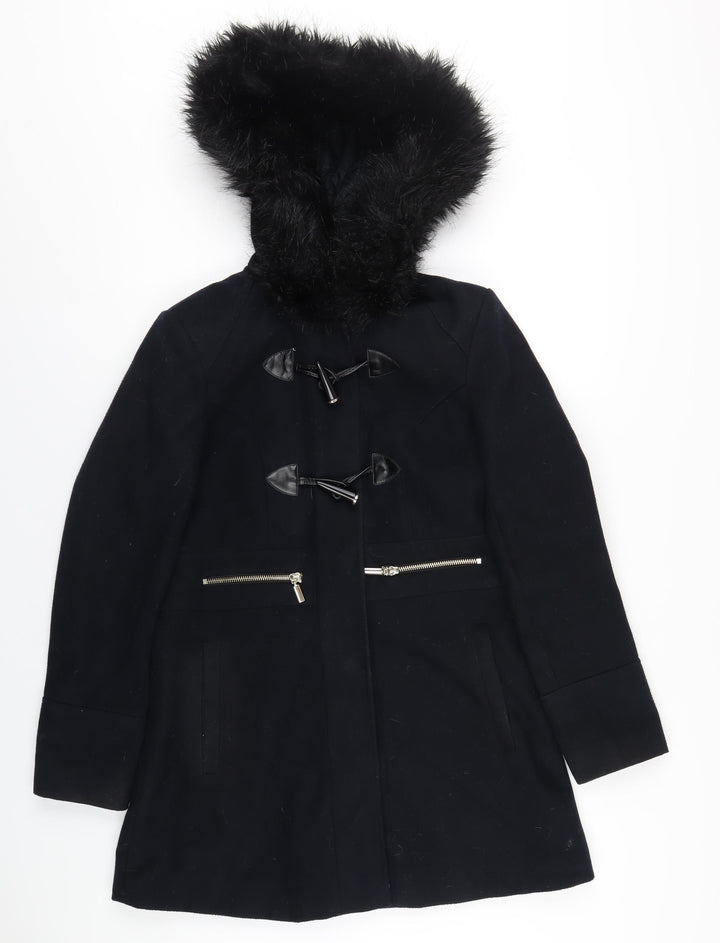Miss Selfridge Womens Blue Pea Coat Coat Size 8 Snap