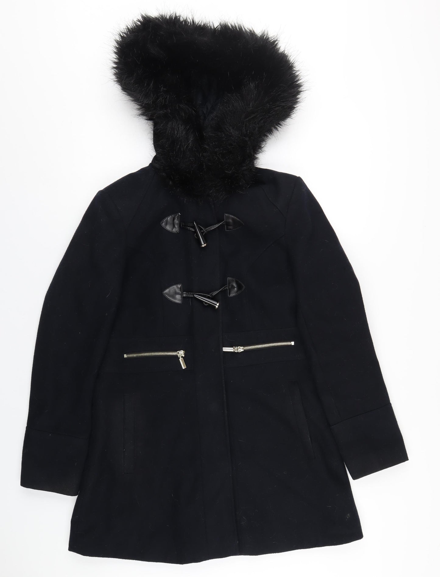 Miss Selfridge Womens Blue Pea Coat Coat Size 8 Snap