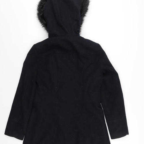 Miss Selfridge Womens Blue Pea Coat Coat Size 8 Snap