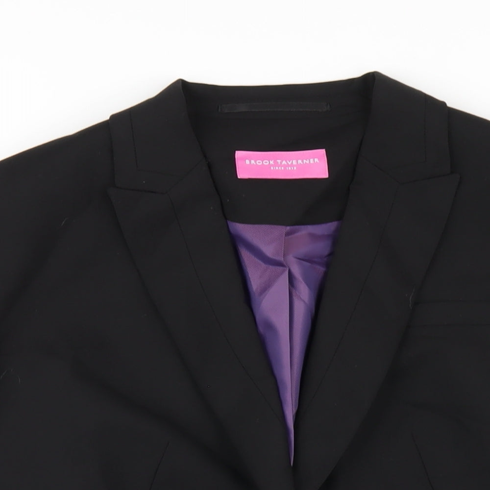 Brook Taverner Womens Black Polyester Jacket Blazer Size 12