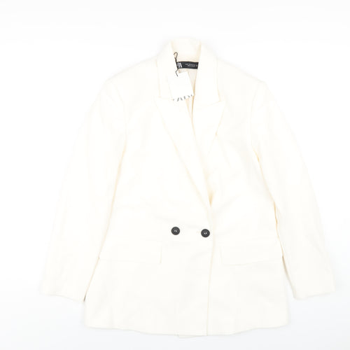 Zara Womens White Polyester Jacket Blazer Size XS
