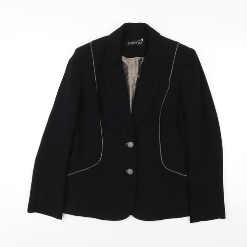 Jacques Vert Womens Black Polyester Jacket Blazer Size 10