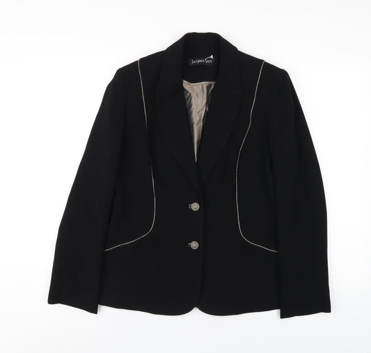 Jacques Vert Womens Black Polyester Jacket Blazer Size 10